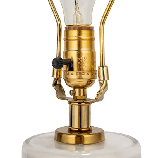 Hello Honey® 2ft. Stacked Glass Base Table Lamp with White Cotton Drum Shade